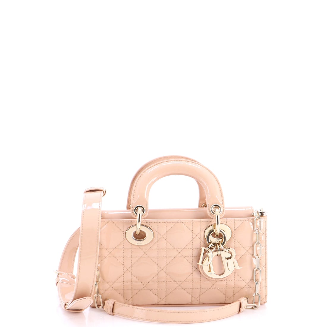 Christian Dior Lady D-Joy Bag Cannage Quilt Patent Small Neutral (1 of 7)