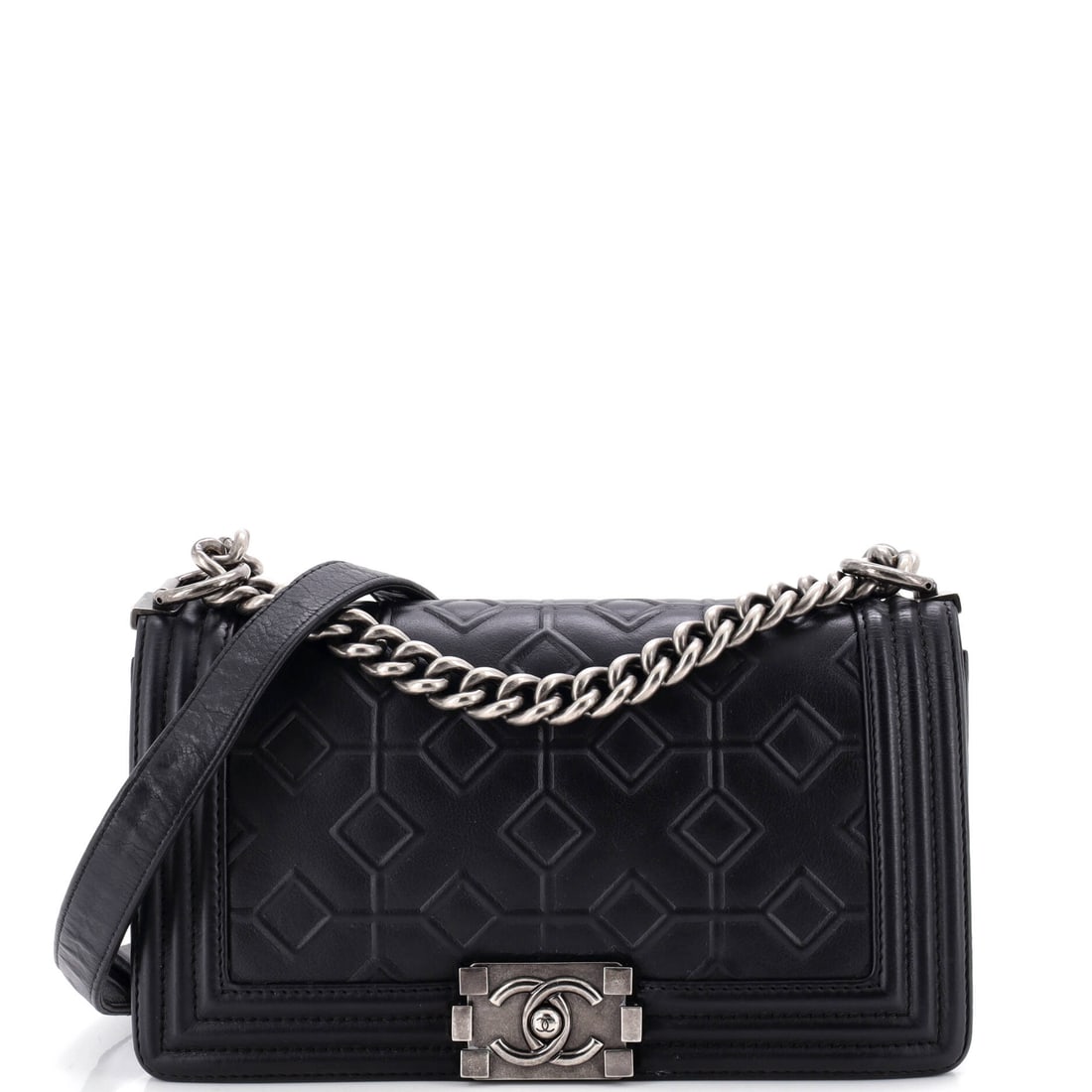 Chanel Arabesque Boy Flap Bag Embossed Calfskin Old Medium Black (1 of 7)