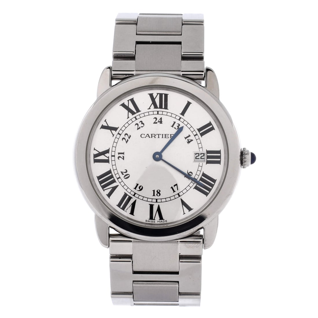 Cartier Ronde Solo de Cartier Quartz Watch Stainless Steel 36 Silver, Silver: Cartier Ronde Solo de Cartier Quartz Watch with a Stainless Steel case at 36mm. Specified with quartz movement and silver dial. Authenticity is assured through Maison de Beaubigonne. Wrist size and fi