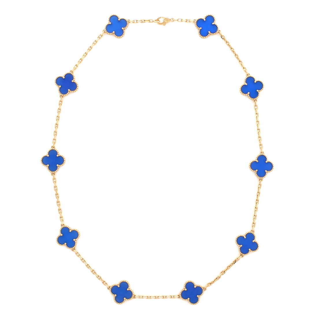 Van Cleef & Arpels Vintage Alhambra 10 Motifs Necklace 18K Yellow Gold and Agate Yellow Gold (1 of 4)
