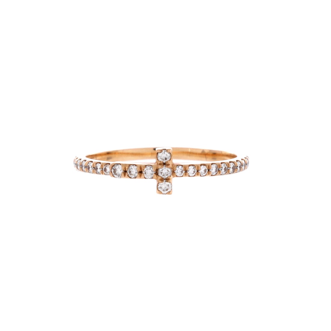 Tiffany & Co. T Wire Band Ring 18K Rose Gold with Pave Diamonds Rose Gold (1 of 3)
