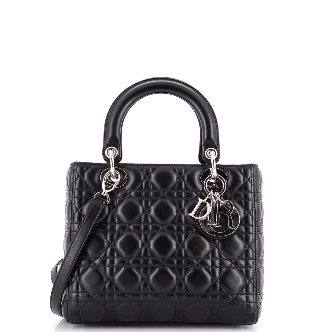 Christian Dior Lady Dior Bag Cannage Quilt Lambskin Medium Black (1 of 6)