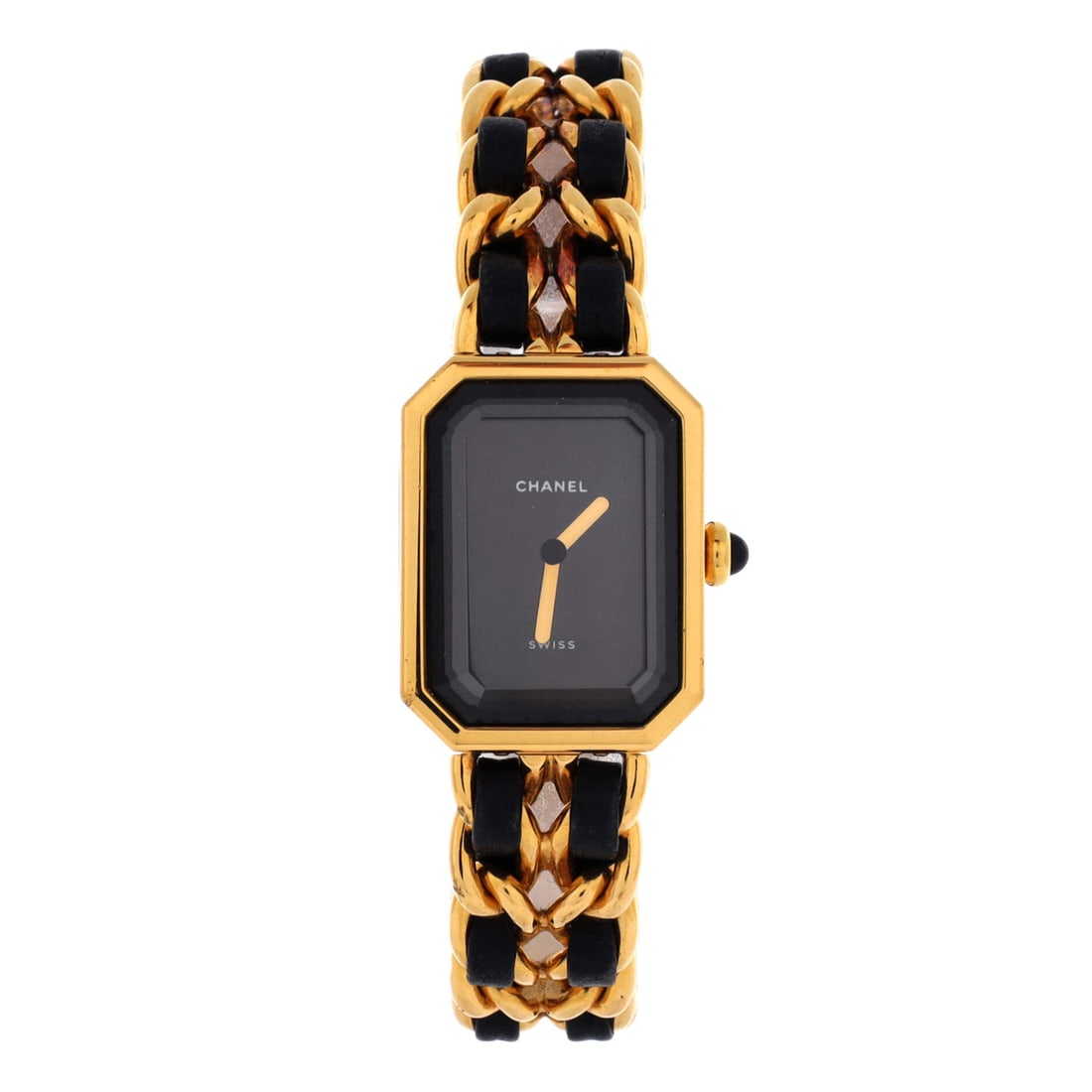 Chanel Premiere Rock Quartz Watch Plated Metal and Leather 20 Black, Black: A Chanel Premiere Rock Quartz Watch Plated, 20mm. It features quartz movement, leather strap, and black dial. Maison de Beaubigonne stands behind the authenticity of this piece. Wrist size and fit sho