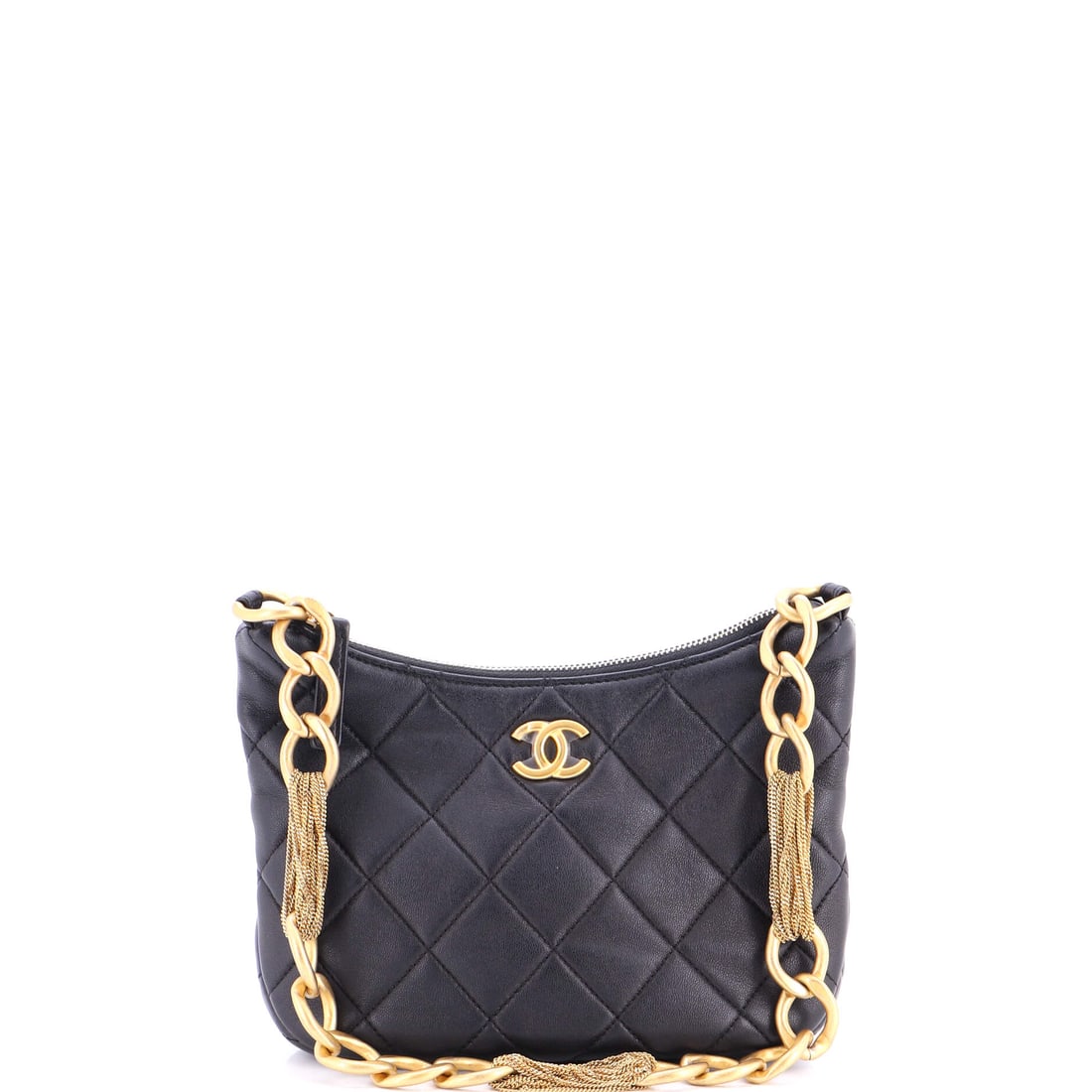 Chanel CC Mixed Chain Link Zip Hobo Quilted Lambskin Black (1 of 7)