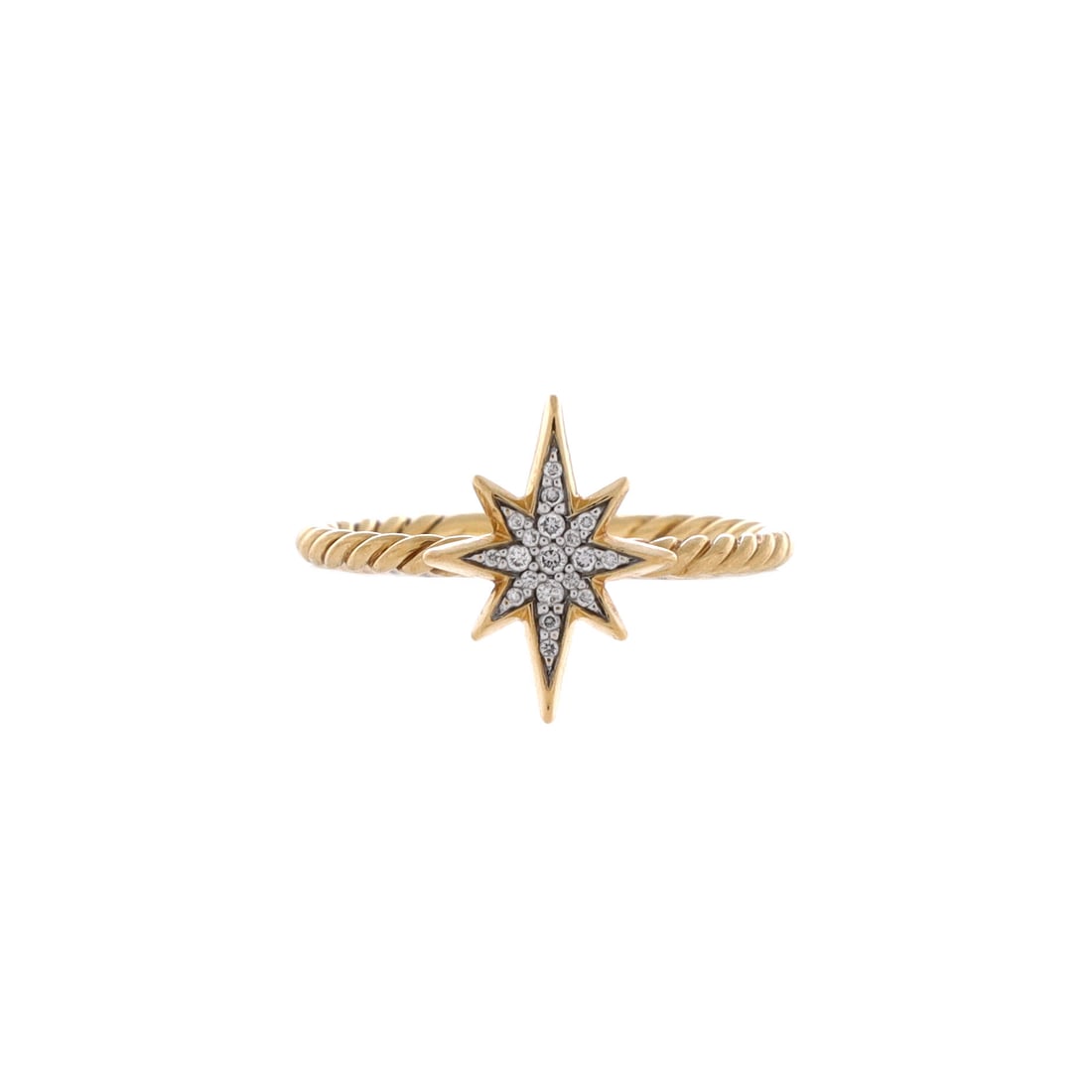 David Yurman North Star Ring 18K Yellow Gold with Diamonds Yellow Gold: A David Yurman North Star Ring in 18K Yellow Gold and set with diamonds. Ring size should be confirmed from the catalog data where stated. The diamonds add a measure of brightness and lift the piece's