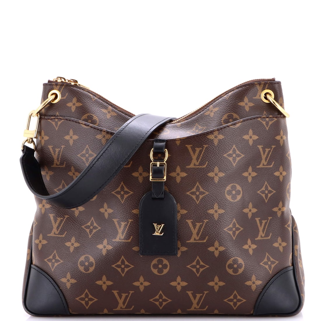 Louis Vuitton Odeon NM Handbag Monogram Canvas MM Brown: Louis Vuitton's Odeon Handbag in brown Monogram canvas. The monogram canvas carries Louis Vuitton's most recognizable house pattern. This is the NM format. The piece measures roughly 10 x 12 x 3.5 inc