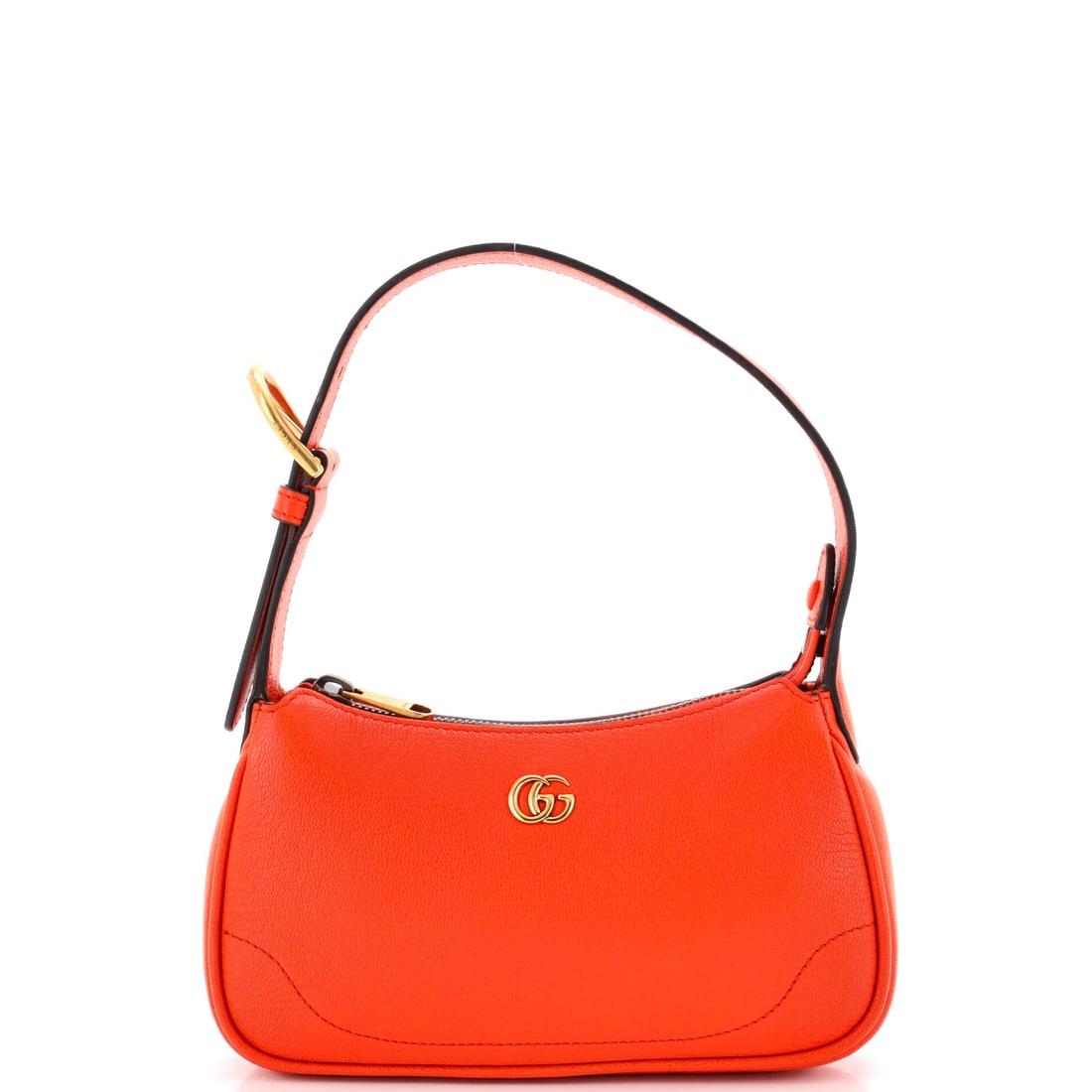 Gucci Aphrodite Shoulder Bag Leather Mini Orange: Gucci Aphrodite Shoulder Bag in orange leather. Offered in the Mini size. Approximate dimensions are 4.5 x 8 x 1.5 inches. Its proportions and house identity make it an approachable lot for both seaso