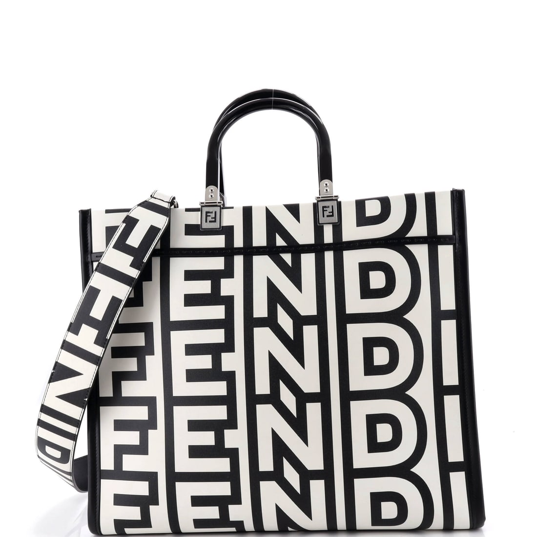 Fendi x Marc Jacobs Sunshine Shopper Tote Printed Leather Medium Black (1 of 6)