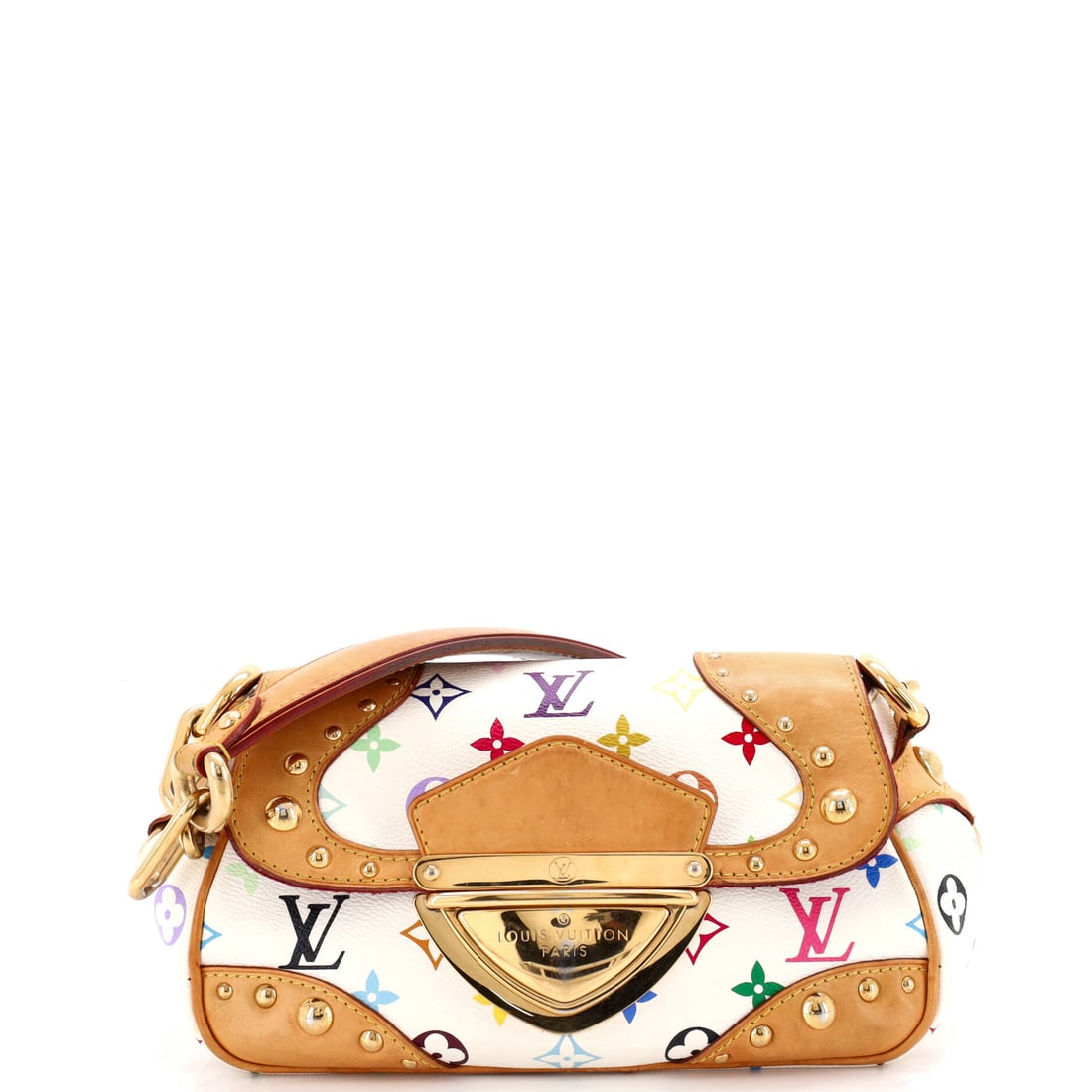 Louis Vuitton Marilyn Handbag Monogram Multicolor Multicolor, White: From Louis Vuitton, the Marilyn Handbag in multicolor and white Monogram canvas. The monogram canvas carries Louis Vuitton's most recognizable house pattern. The piece measures roughly 6 x 9 x 4 inche