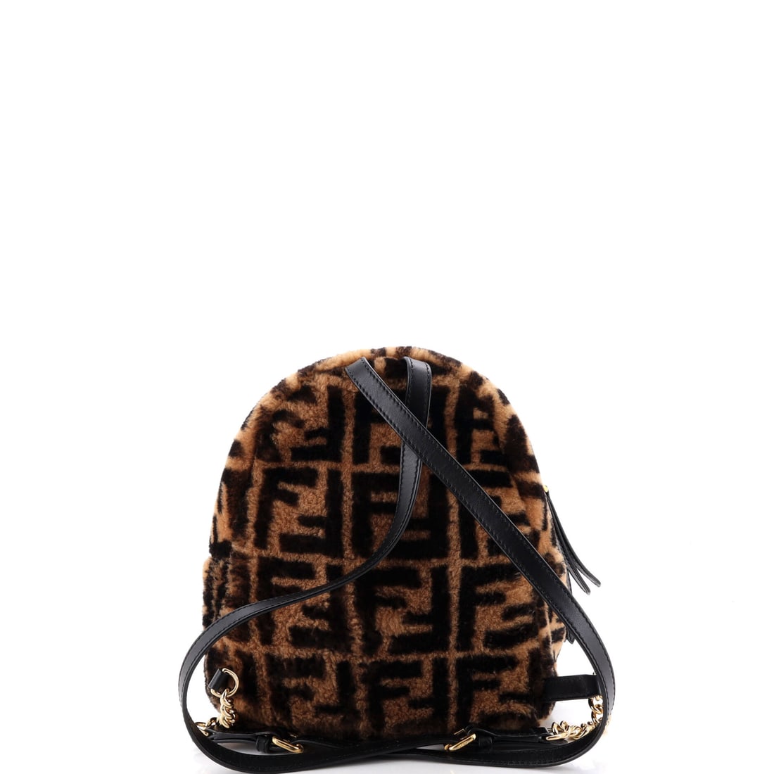 Fendi Zip Backpack Zucca Shearling Mini Brown - 3