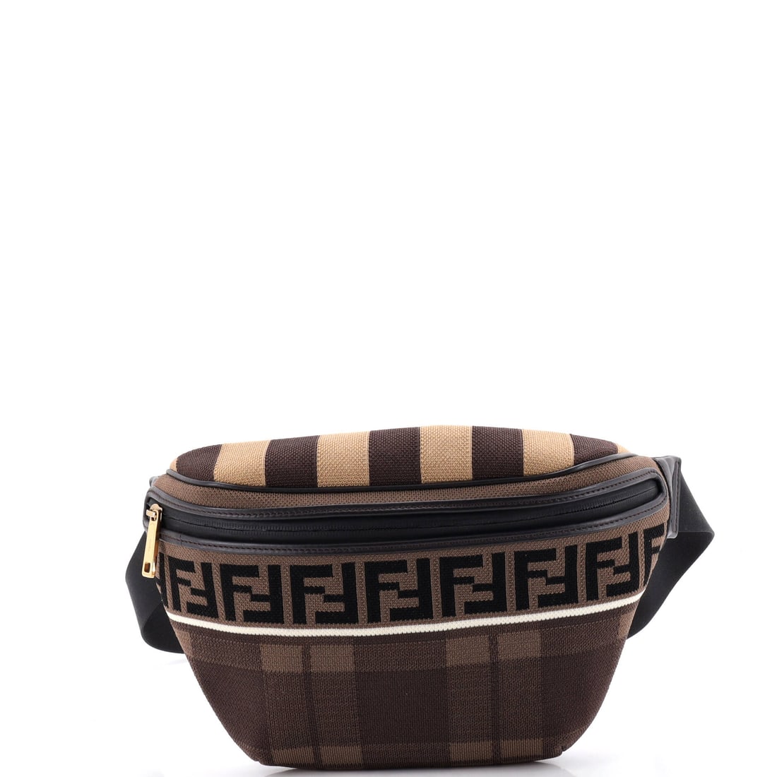 Fendi Zip Waist Bag Zucca and Pequin Canvas Brown (1 of 6)