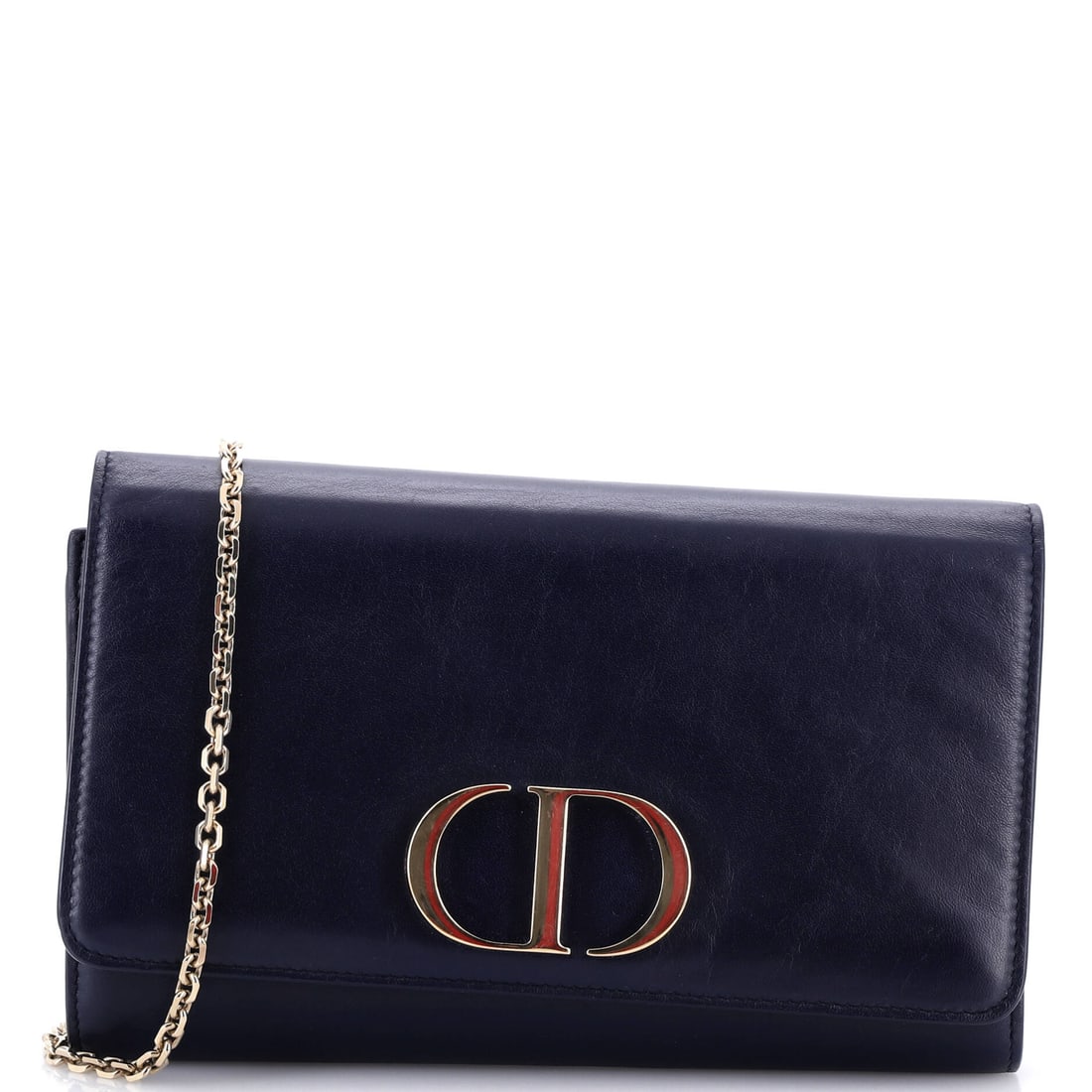 Christian Dior 30 Montaigne Wallet on Chain Pouch Leather Blue: A Christian Dior Montaigne Wallet on Chain Pouch in blue leather. This corresponds to the 30 size within the line. Maison de Beaubigonne guarantees the authenticity of this lot. It measures approximat