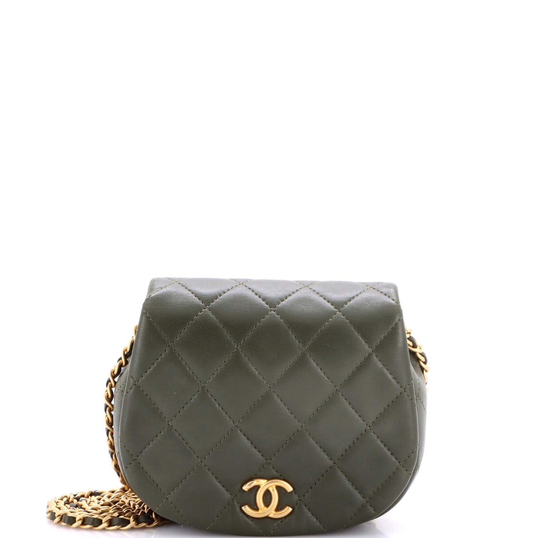 Chanel Coco Mail Clutch with Chain Quilted Calfskin Small Green (1 of 7)