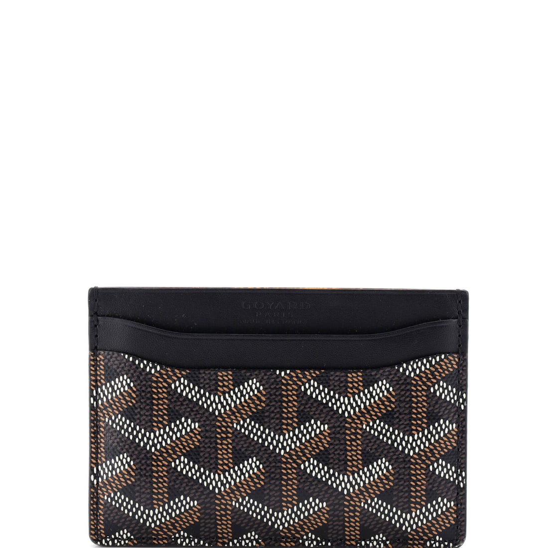 Goyard Saint Sulpice Card Holder Coated Canvas Black, Print: From Goyard, the Saint Sulpice Card Holder in black and print coated canvas. Scale runs to about 3 x 4 x 0.5 inches. Its everyday utility and recognizable design give it steady appeal among accessory 