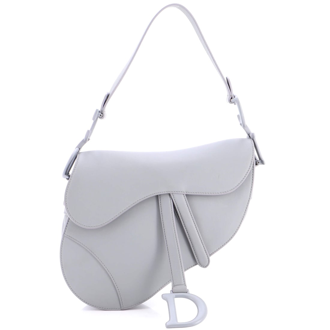 Christian Dior Ultra Matte Saddle Handbag Leather Medium Gray (1 of 6)