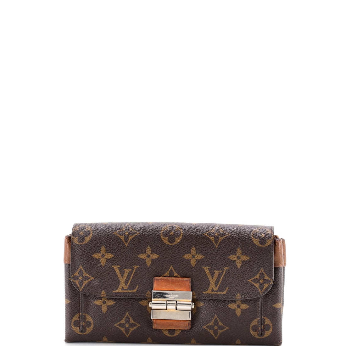 Louis Vuitton Elysee Wallet Monogram Canvas and Leather Brown: A Louis Vuitton Elysee Wallet in brown Monogram canvas. The monogram canvas carries Louis Vuitton's most recognizable house pattern. The piece measures roughly 4 x 8 x 1 inches. Its everyday utility a
