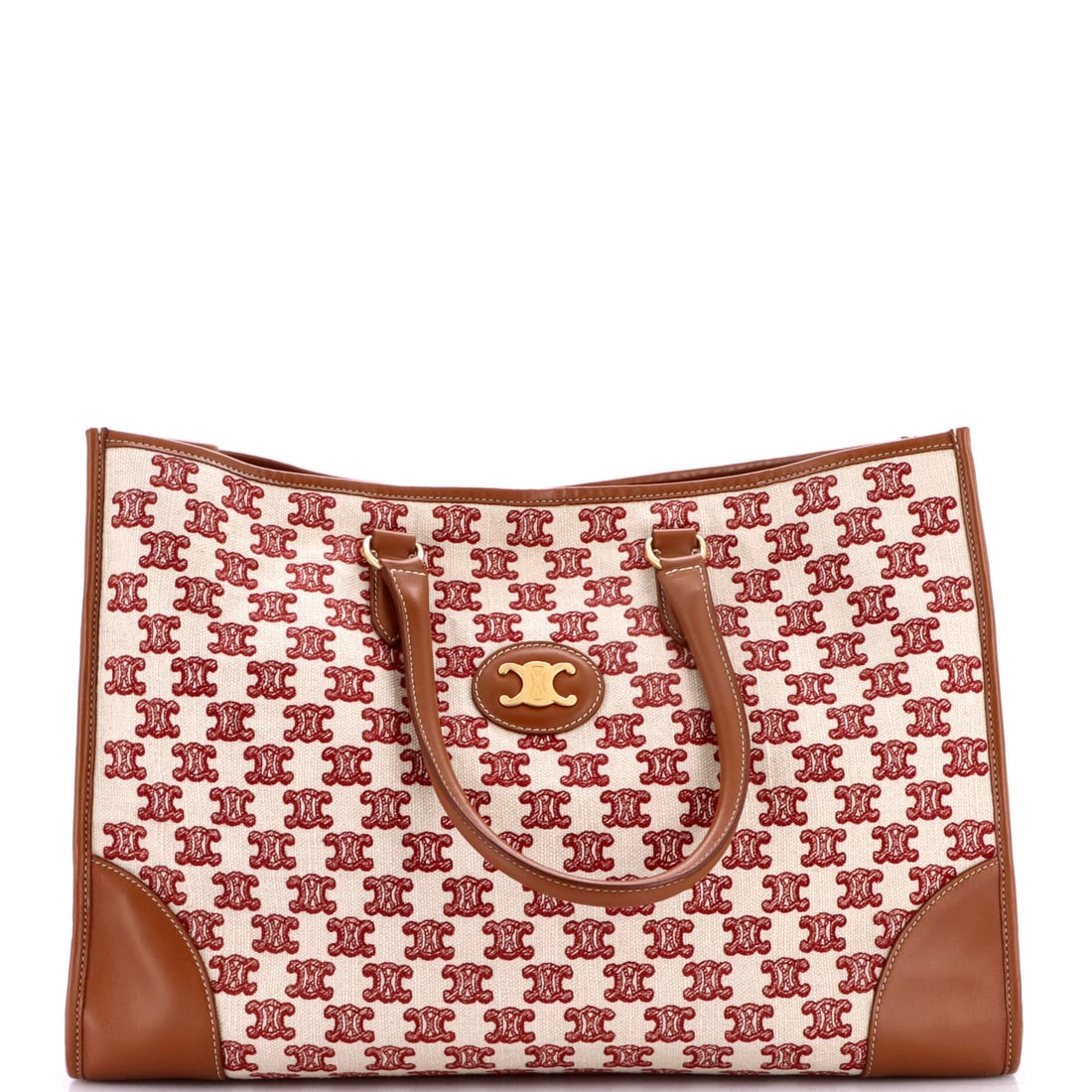 Celine Horizontal Cabas Tote Triomphe Canvas Brown, Burgundy, Neutral (1 of 8)