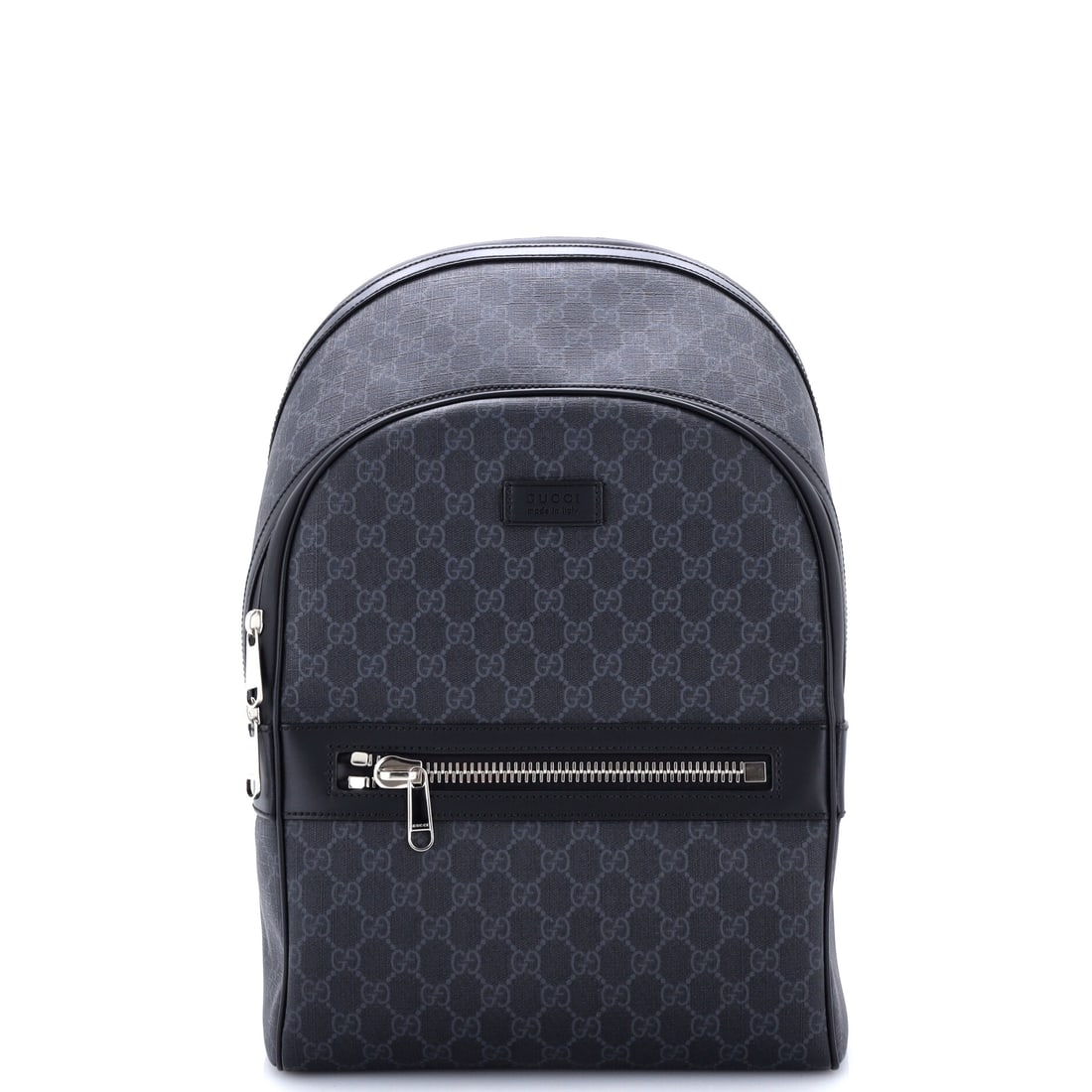 Gucci Front Zip Pocket Backpack GG Coated Canvas Medium Black (1 of 6)