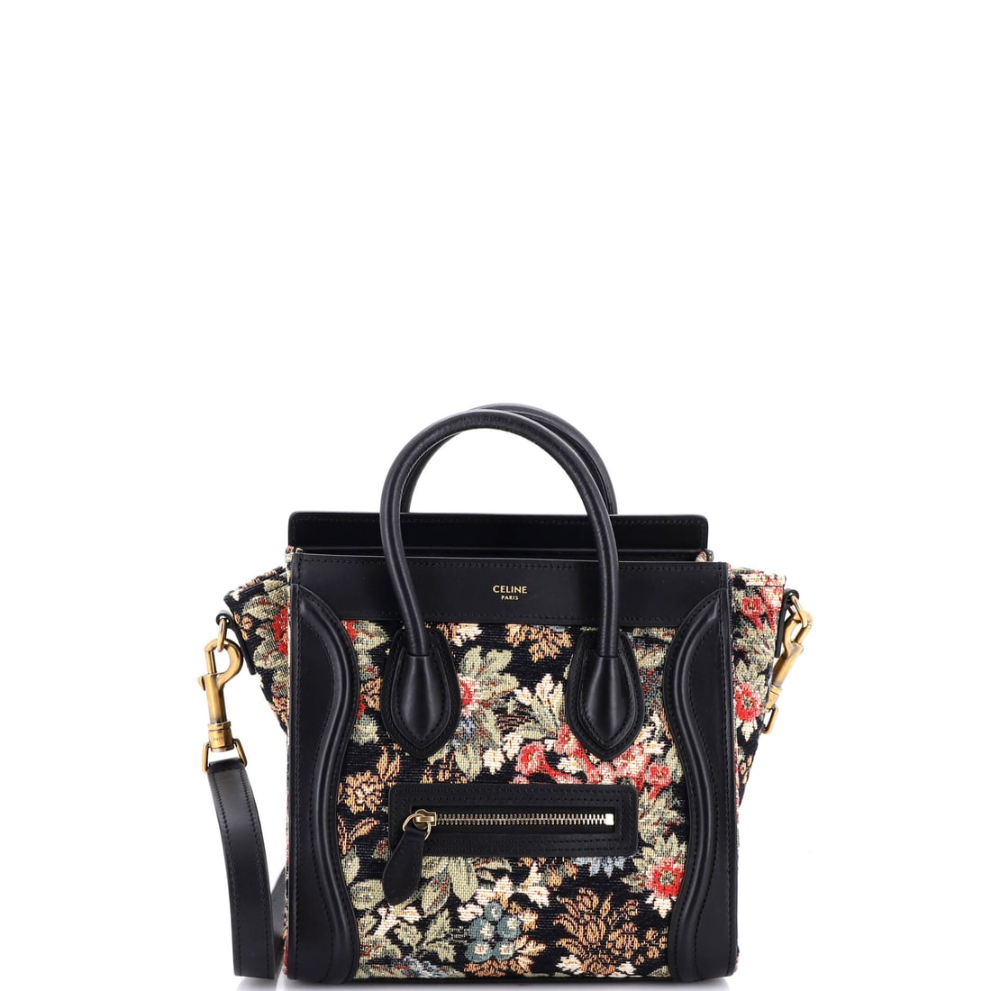 Celine Luggage Bag Printed Jacquard and Leather Nano Black (1 of 8)