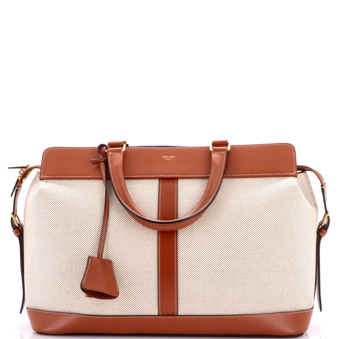 Celine Cabas de France Tote Canvas with Leather Medium Brown (1 of 8)