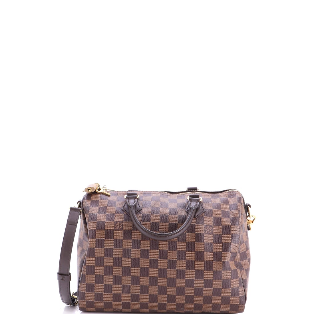 Louis Vuitton Speedy Bandouliere Bag Damier 30 Brown: A Louis Vuitton Speedy Bandouliere Bag in brown Damier canvas. The Damier check is one of Louis Vuitton's enduring house patterns. Catalogued in the 30 size. It measures approximately 8.5 x 12 x 7 inc