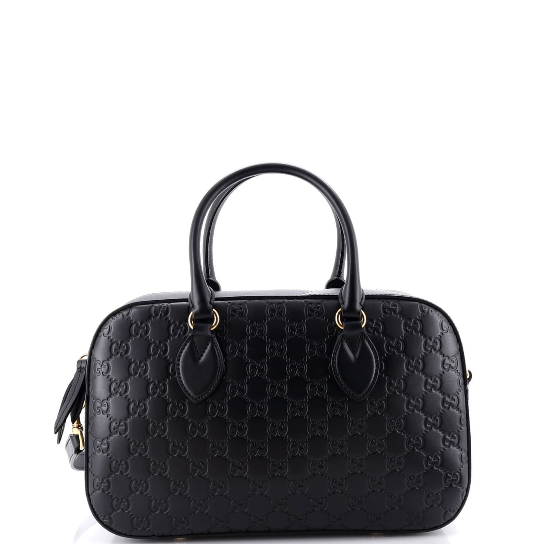 Gucci Signature Boston Bag Guccissima Leather Medium Black: Gucci Signature Boston Bag Guccissima in black leather. Offered in the Medium size. It measures approximately 8 x 12 x 6 inches. The shape and scale give bidders a confident read on how the piece carr