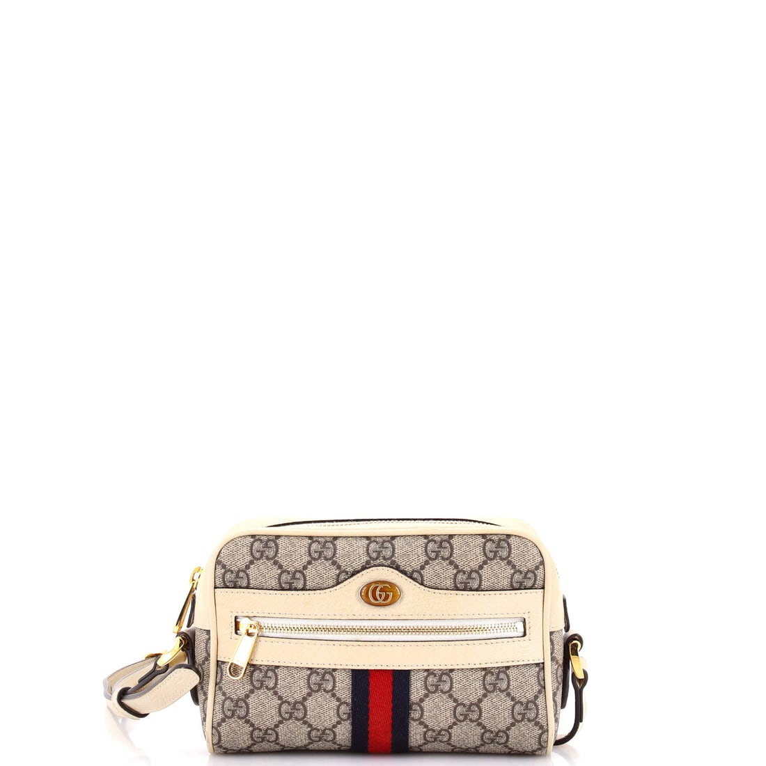 Gucci Ophidia Shoulder Bag GG Coated Canvas Mini Brown, Neutral: Gucci's Ophidia Shoulder Bag GG in brown and neutral coated canvas. This is the Mini format. Approximate dimensions are 4.5 x 7 x 2 inches. The shape and scale give bidders a confident read on how the