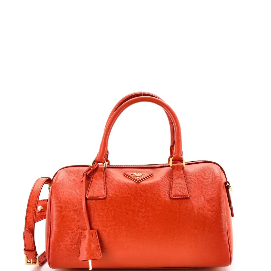 Prada Lux Convertible Boston Bag Saffiano Leather Medium Orange (1 of 7)