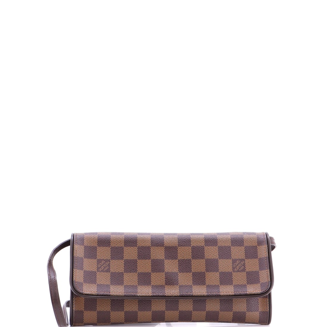 Louis Vuitton Twin Handbag Damier GM Brown: Louis Vuitton's Twin Handbag in brown Damier canvas. The Damier check is one of Louis Vuitton's enduring house patterns. Offered in the GM size. Scale runs to about 5 x 9.5 x 1.5 inches. A practical