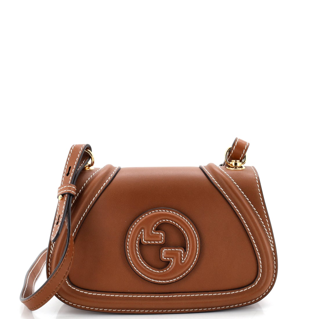 Gucci Blondie NM Crossbody Bag Leather Mini Brown: The Gucci Blondie Crossbody Bag in brown leather. Offered in the NM size. Maison de Beaubigonne guarantees the authenticity of this lot. A practical scale paired with a familiar house line makes this 