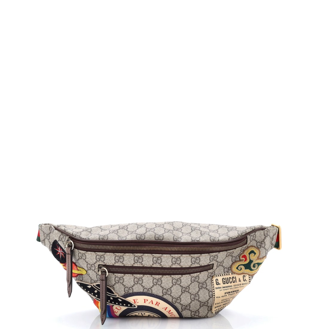Gucci Courrier Zip Belt Bag GG Coated Canvas with Applique Brown (1 of 9)