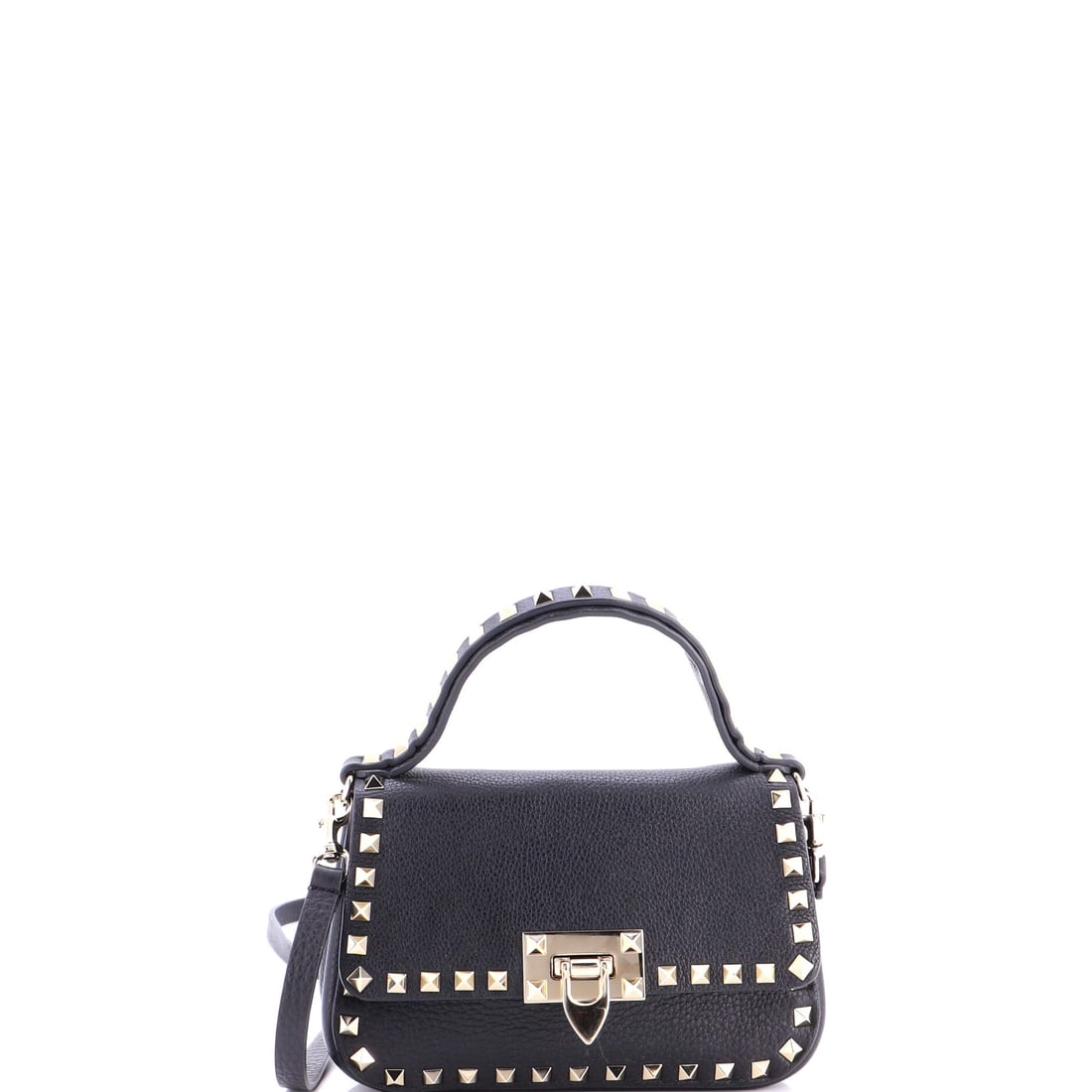 Valentino Garavani Rockstud Top Handle Convertible Belt Bag Leather Small Black (1 of 6)