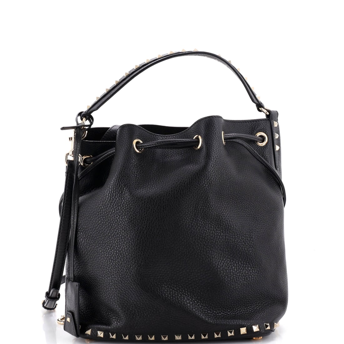 Valentino Garavani Rockstud Top Handle Bucket Bag Leather Medium Black (1 of 8)
