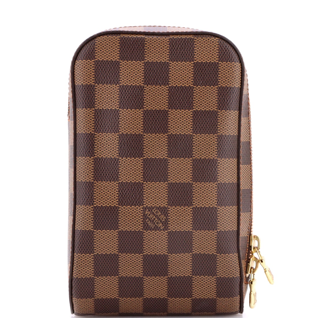 Louis Vuitton Geronimos Waist Bag Damier Brown: A Louis Vuitton Geronimos Waist Bag in brown Damier canvas. The Damier check is one of Louis Vuitton's enduring house patterns. Authenticity is assured through Maison de Beaubigonne. It measures appro