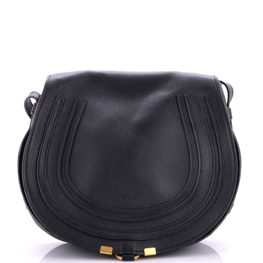 Chloe Marcie Saddle Bag Leather Medium Black (1 of 8)