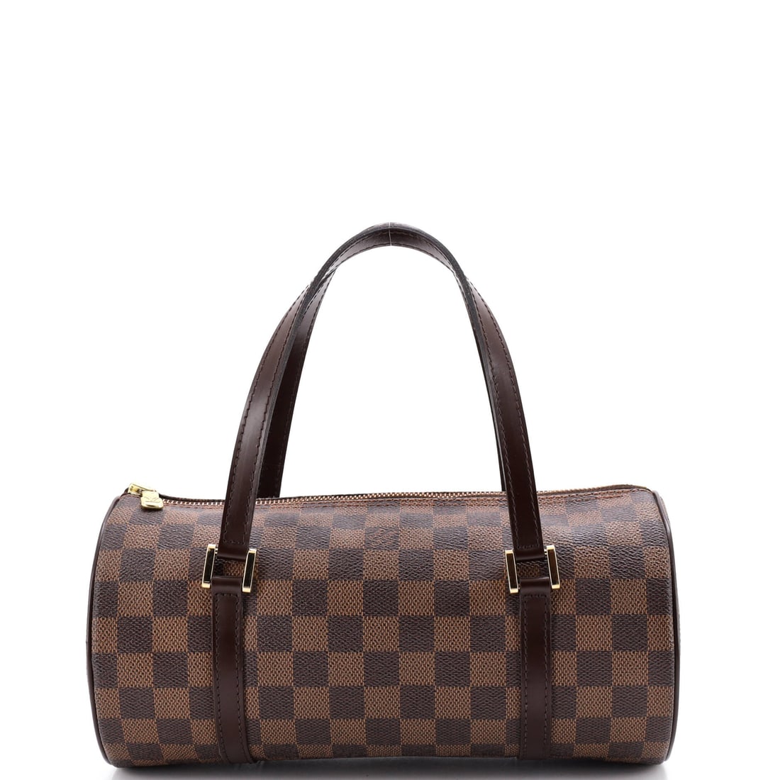 Louis Vuitton Papillon Handbag Damier 26 Brown: Louis Vuitton Papillon Handbag in brown Damier canvas. The Damier check is one of Louis Vuitton's enduring house patterns. Catalogued in the 26 size. The piece measures roughly 5 x 10.5 x 5 inches.