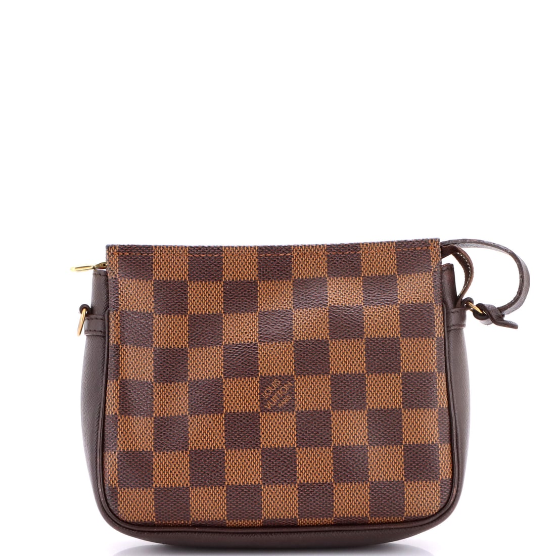 Louis Vuitton Trousse Make Up Bag Damier Brown: Louis Vuitton's Trousse Make Up Bag in brown Damier canvas. The Damier check is one of Louis Vuitton's enduring house patterns. Maison de Beaubigonne guarantees the authenticity of this lot. It measur