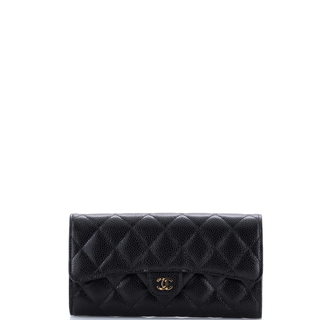 Chanel CC Gusset Classic Flap Wallet Quilted Caviar Long (1 of 6)