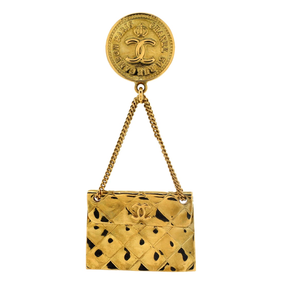 Chanel Vintage Medallion Flap Bag Brooch Metal (1 of 3)