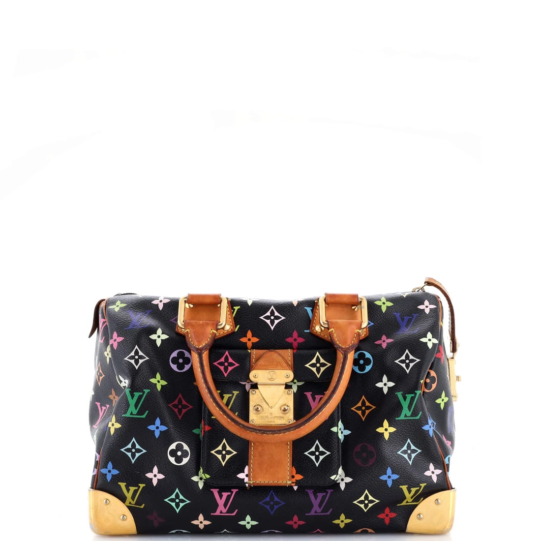 Louis Vuitton Speedy Handbag Monogram Multicolor 30: Rendered in the Monogram Multicolor print, the Louis Vuitton Speedy handbag shows the house's hand. Collectors know that the Speedy is a long-standing favorite for its barrel silhouette. Authenticity 
