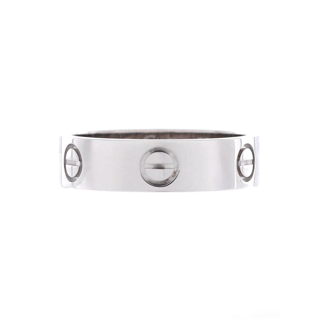 Cartier Love Band Ring 18K White Gold 8.25-58: Cartier Love Band Ring 18K White Gold 8.25-58, a confident expression of the maison's hand. The Love collection is built around its signature screw motif, a design that has anchored the line for decad