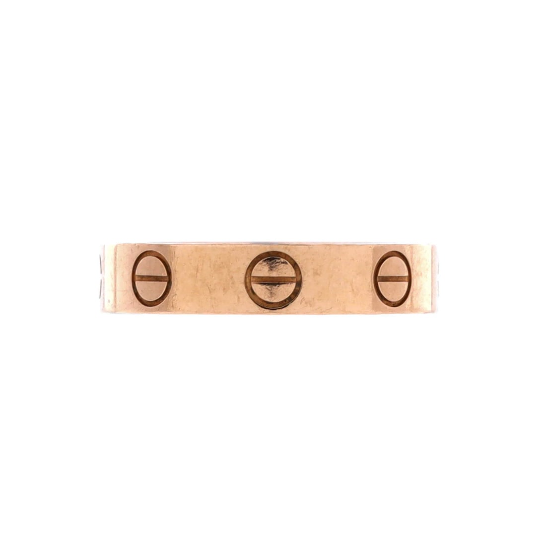 Cartier Love Wedding Band Ring 18K Rose Gold 4.5-48: A Cartier Love ring, offered on its own merits. It helps to recall that the Love collection is built around its signature screw motif, a design that has anchored the line for decades. Reviewed for