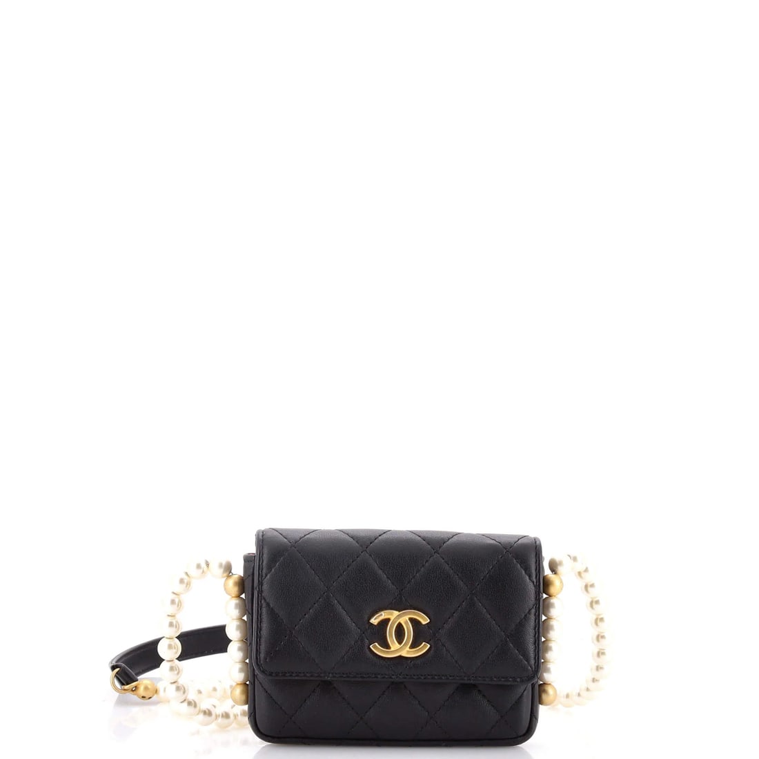 Chanel About Pearls Flap Card Holder with Chain Quilted Calfskin (1 of 7)