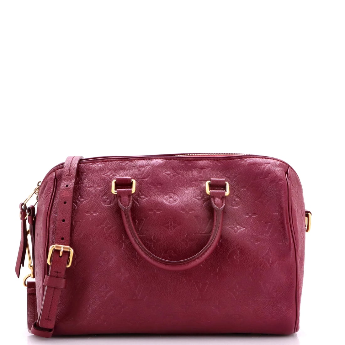 Louis Vuitton Speedy Bandouliere Bag Monogram Empreinte Leather 30: Supple Monogram Empreinte embossed leather gives this Louis Vuitton Speedy bag its surface character. The material is supple Monogram Empreinte embossed leather. The Speedy is a long-standing