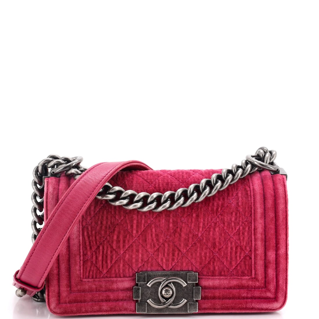 Chanel Boy Flap Bag Quilted Velvet Small (1 of 7)