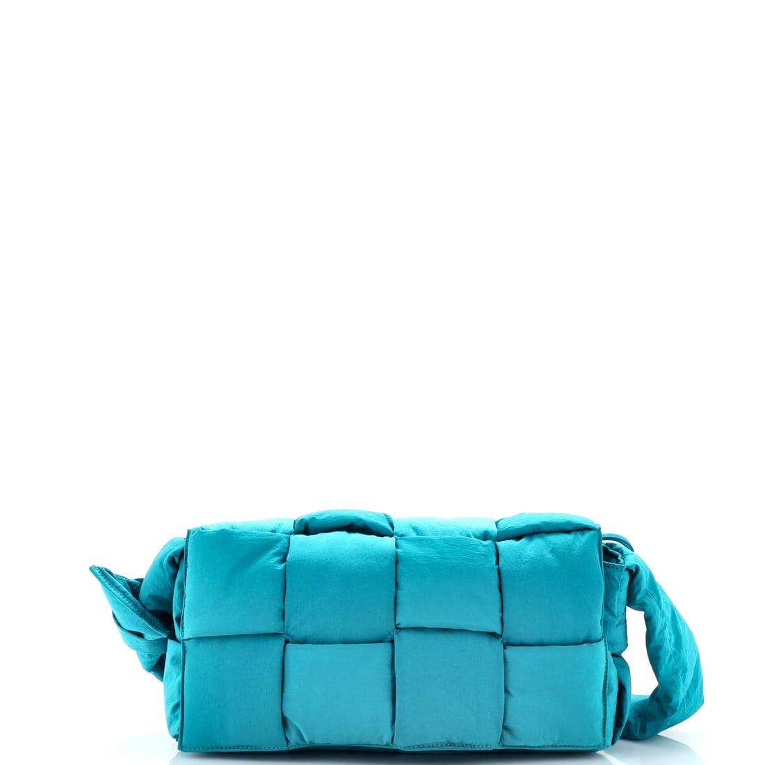 Bottega Veneta Cassette Crossbody Bag Maxi Intrecciato Nylon: In Intrecciato woven nylon, the Cassette crossbody bag carries Bottega Veneta's codes plainly. It comes in an oversized maxi scale. At approximately 7 x 4 x 1.5 in, its proportions are easy to picture
