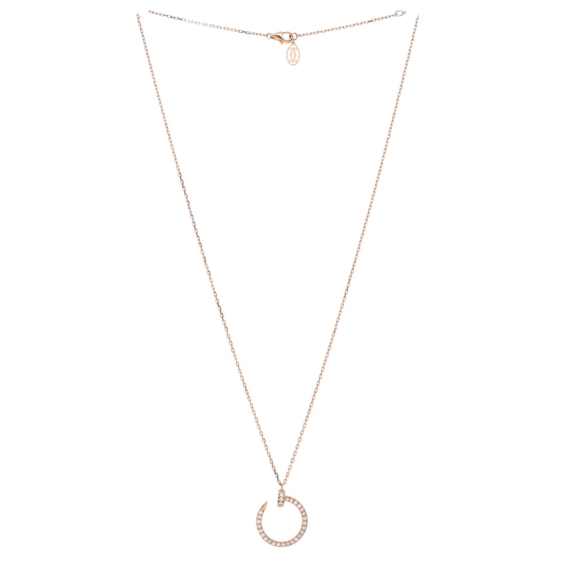 Cartier Juste un Clou Pendant Necklace 18K Rose Gold and Pave Diamonds: The Cartier Juste un Clou Pendant Necklace brings the house's signature to the body with disciplined, polished form, set with pave diamonds. It carries real presence at a wearable scale, which is exac