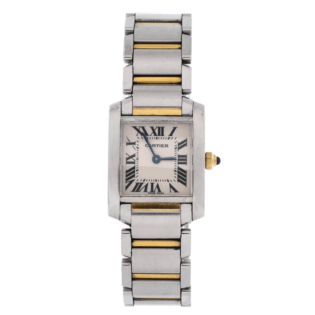 Cartier Tank Francaise Quartz Watch Stainless Steel and Yellow Gold 20: From Cartier, the Tank Francaise Quartz Watch reads instantly as a considered, collectible reference, with a Stainless Steel case and a 20mm diameter. The piece carries quartz movement. The piece sits