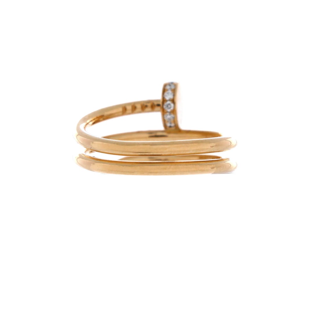Cartier Juste un Clou Double Ring 18K Yellow Gold and Diamonds Small: From Cartier, the Juste un Clou Double Ring carries a recognizable motif rendered with quiet precision, set with diamonds. Its weight and scale feel considered, the kind of balance that reads as quiet