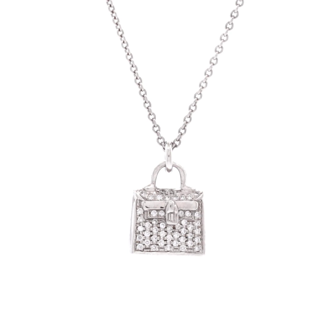 Hermes Kelly Amulette Pendant Necklace 18K White Gold and Diamonds (1 of 7)